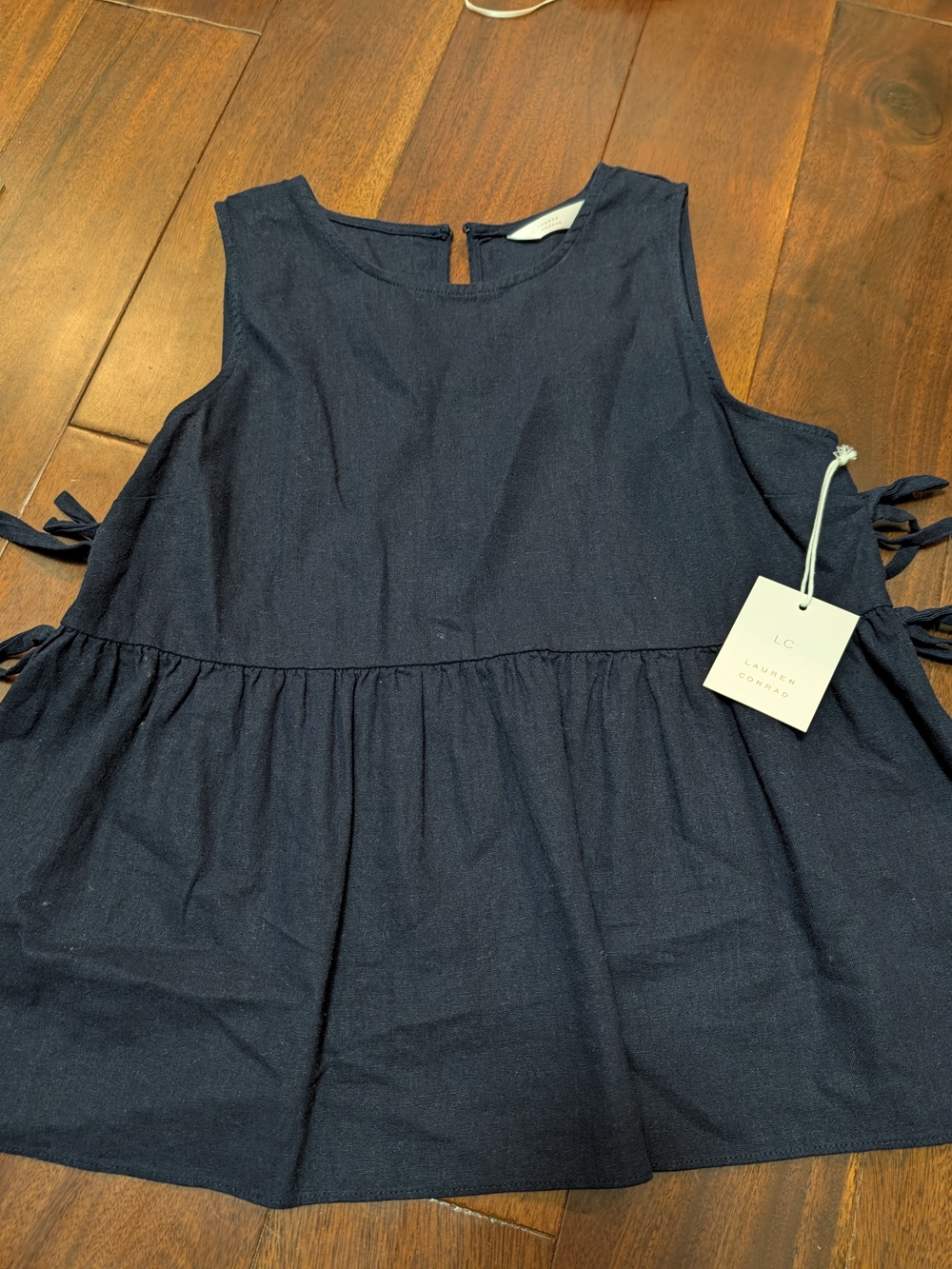 LC Lauren Conrad Navy Sleeveless Peplum Tank Top Size Small
